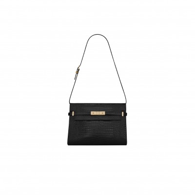 YSL MANHATTAN IN CROCODILE-EMBOSSED SHINY LEATHER 579271DND0J1000 (29*20*7.5cm)